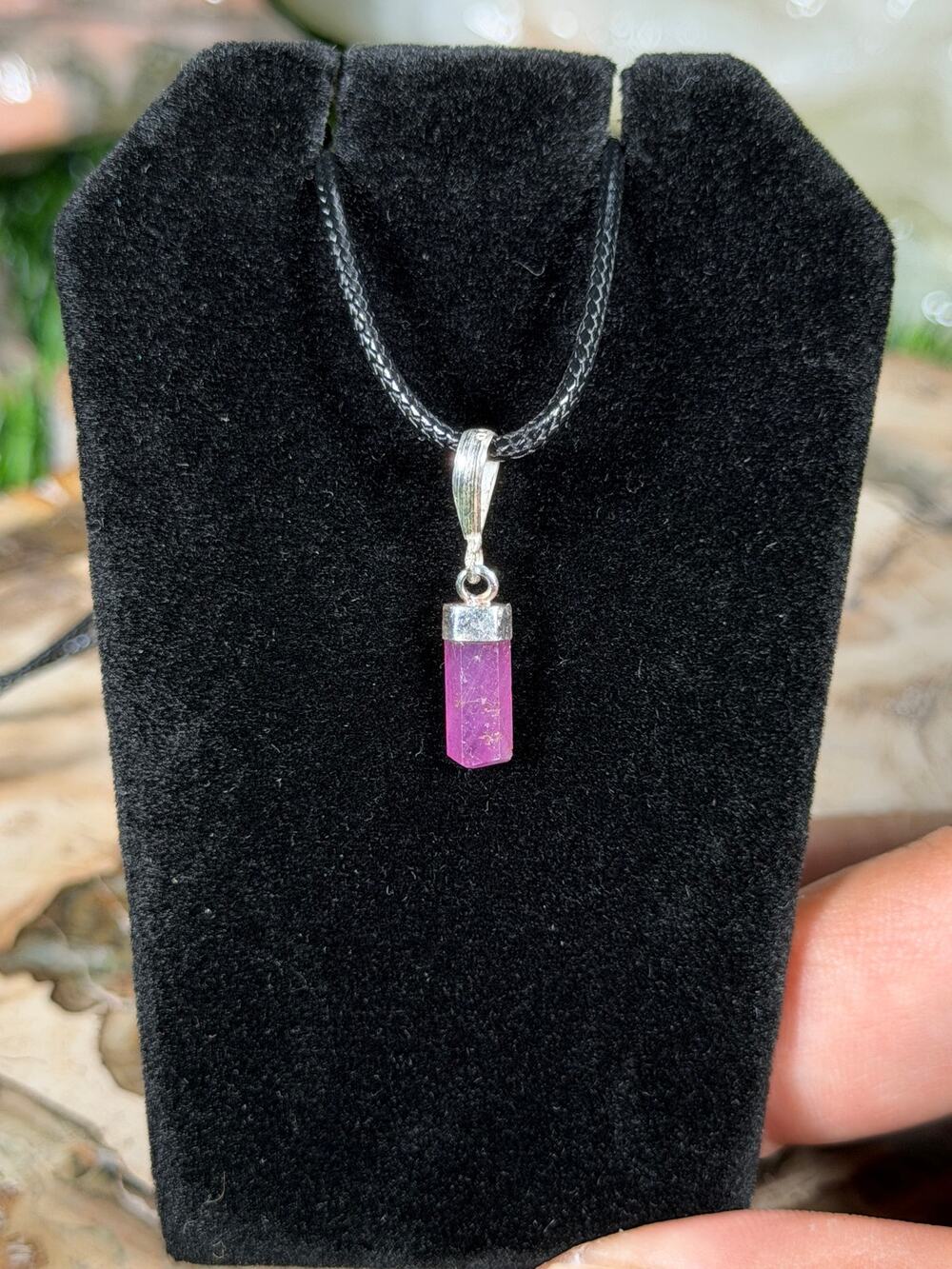 Sterling Silver Ruby Pendant w/ FREE 19in Black Cord Necklace